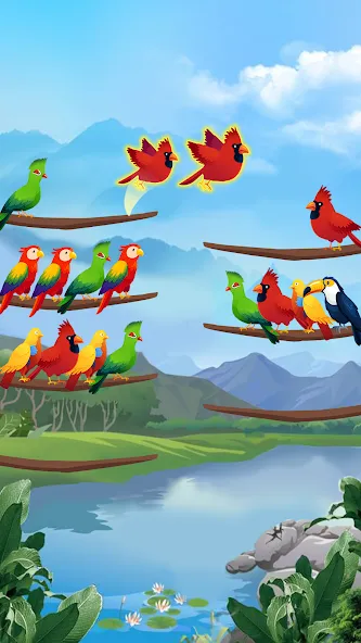 Bird Sort - Color Puzzle  [МОД Бесконечные деньги] Screenshot 2